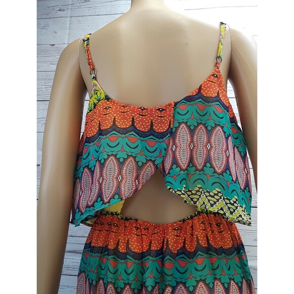 Red Camel Maxi Dress Spaghetti Strap Open Back Boho Multicolor XS New $46.00 - Picture 3 of 12